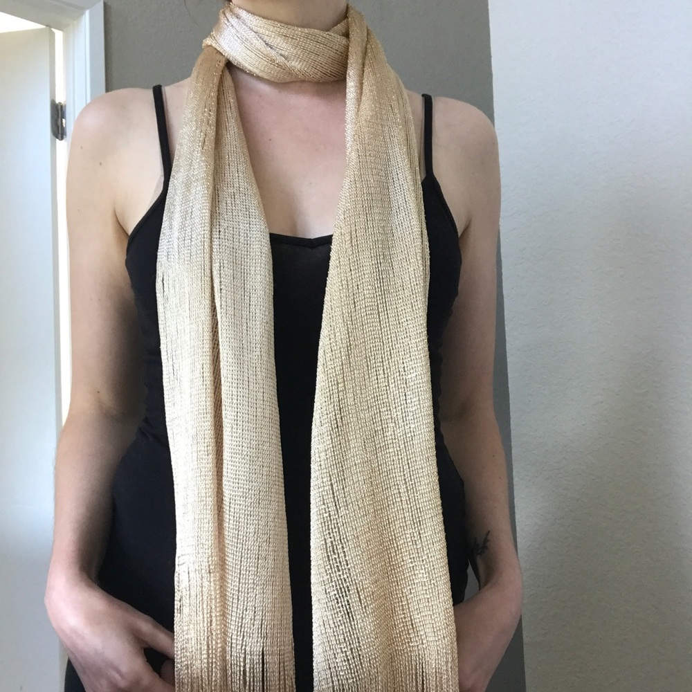 Gold Metallic Thread Scarf
